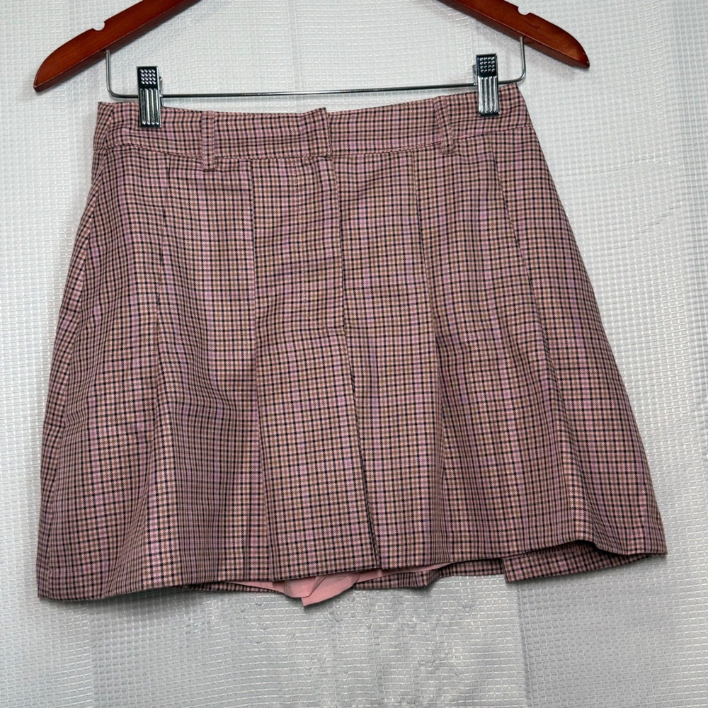 Lulus Pleated Mini‎ Skort S Pink Plaid Checkered Preppy